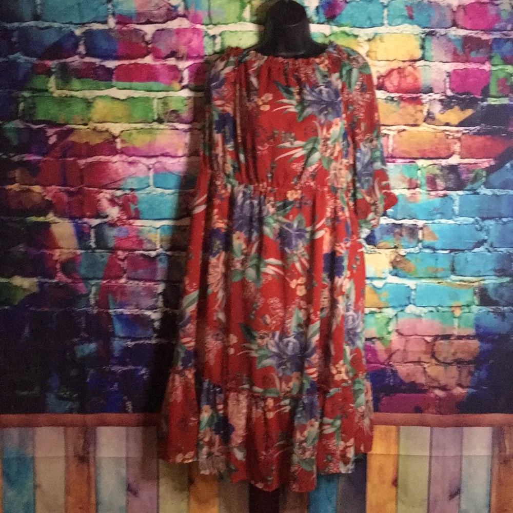 Red floral dress
